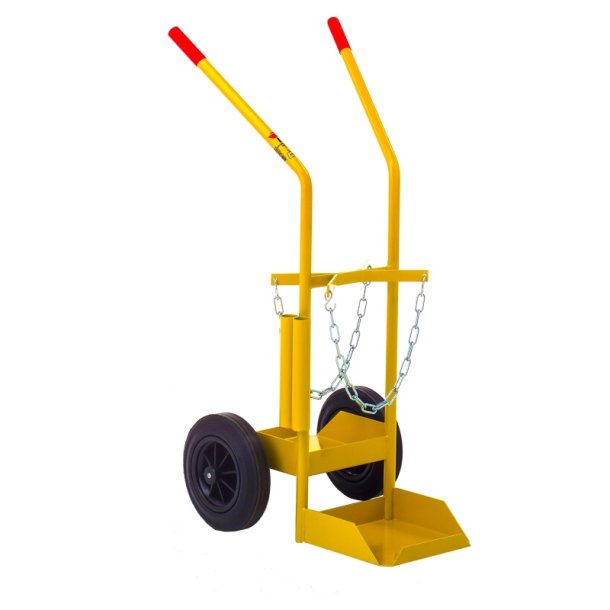 Ravendo Gasflaskevogn 124M - plads til 2 gasflasker - Stålrør - 150 kg - gul - Massive hjul