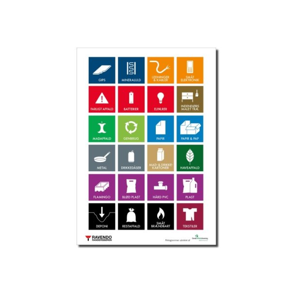 Ravendo Affaldssorteringsstativ til 6 skke - 4 drejbare hjul - gul