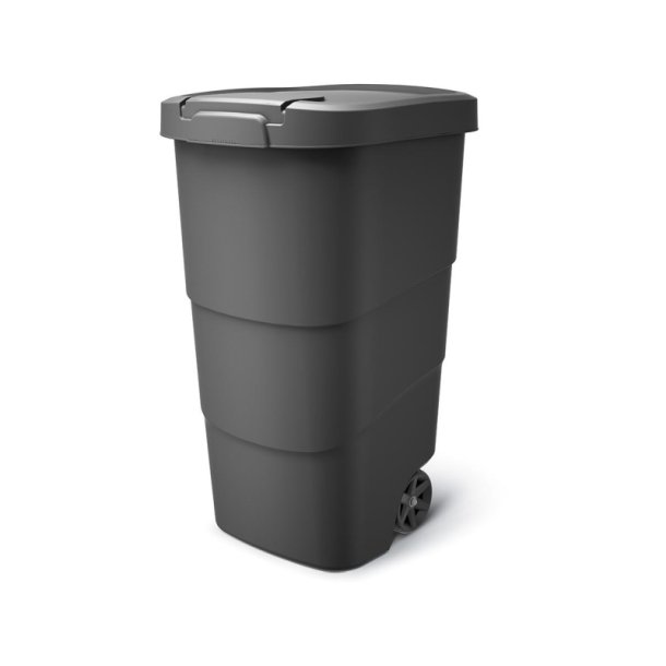 Ravendo affaldsvogn med låg - Sort plast - Massive hjul - 110 affaldsspand med låg