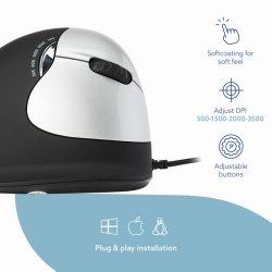 R-Go Tools HE Break - Ergonomisk vertikal mus - Stor (over 185mm) - kablet - Hjre hnd