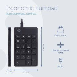 R-Go Tools Numpad Break - Numerisk tastatur - lydls - kablet - sort