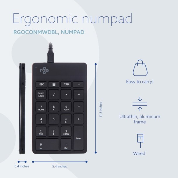 R-Go Tools Numpad Break - Numerisk tastatur - lydls - kablet - sort