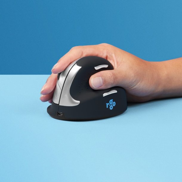 R-Go Tools HE - Ergonomisk vertikal mus - Medium (165-195mm) - trdls - Hjre hnd