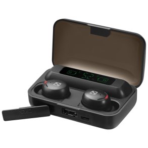 Sandberg Wireless Earbuds + Powerbank - tr�dl�se �repropper med indbygget opladningsetui