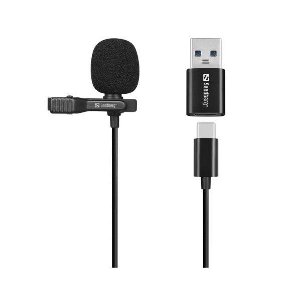 Sandberg Streamer USB Clip Mikrofon - lavalier til streaming og optagelse