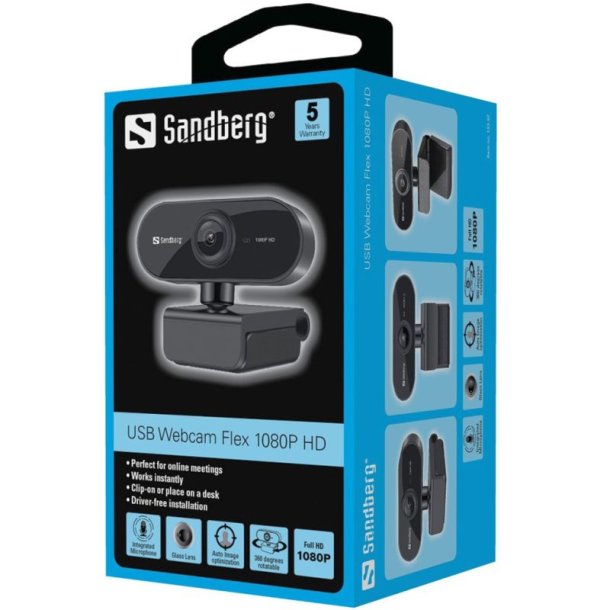 Sandberg USB Webcam Flex 1080P HD - sort