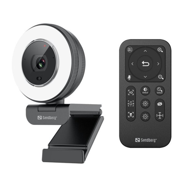 Sandberg - Streamer Webcam Pro Elite 4K - 3840 x 2160 pixels - 60 fps - 4K Ultra HD - MJPG, YUY2 - 5x - 65 dB