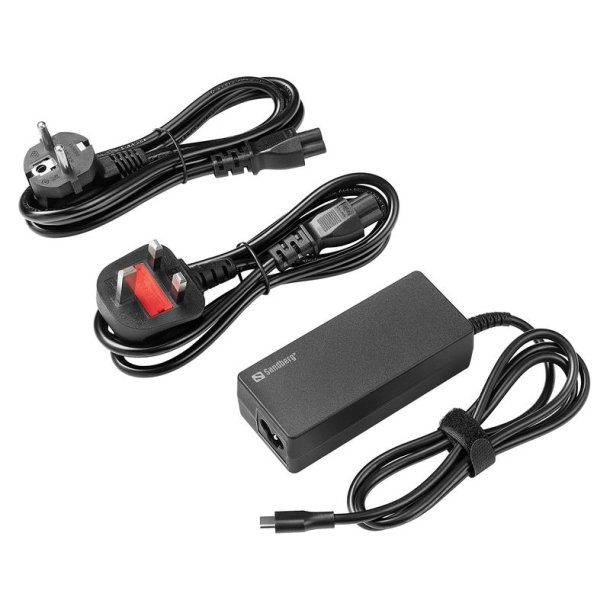 Sandberg USB-C AC Oplader PD 65W med EU og UK stik