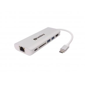 Sandberg USB-C Dock HDMI+LAN+SD+USB - 61W - hvid