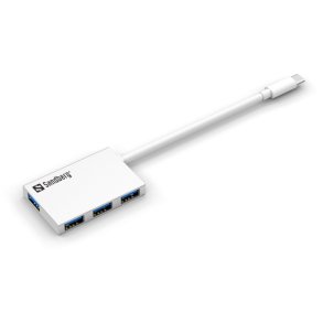 Sandberg USB-C to 4xUSB 3.0 Pocket Hub - hvid