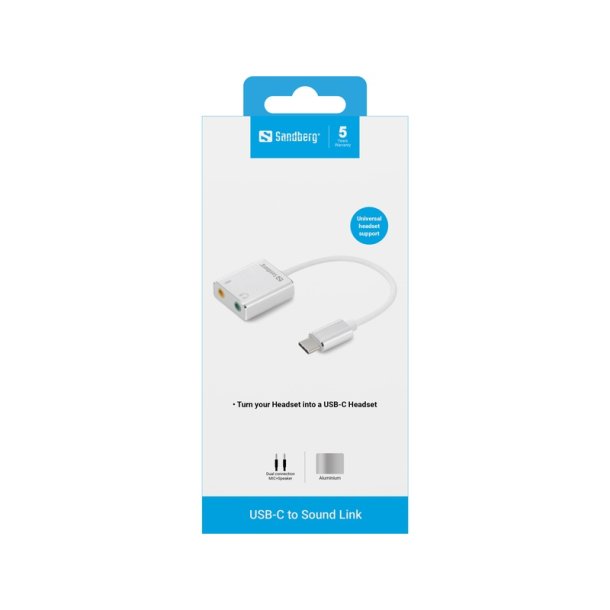 Sandberg USB-C to Sound Link - lydadapter til 3,5 mm jack