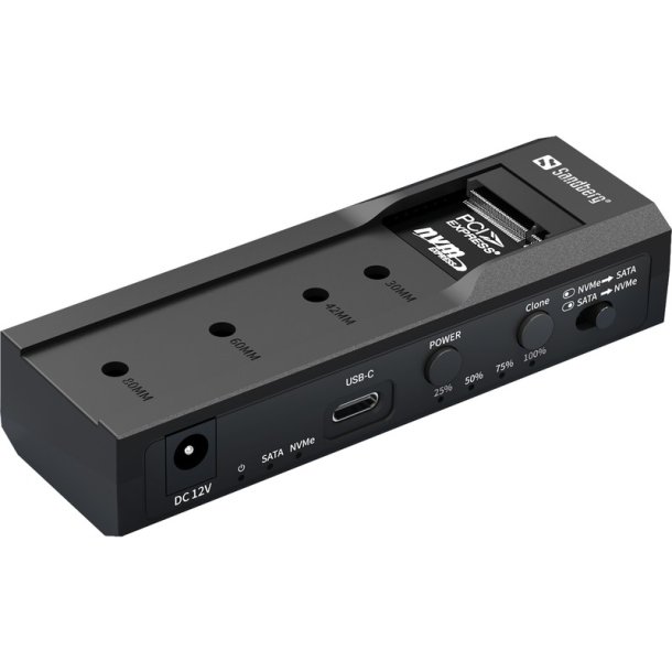 Sandberg - USB 3.2 Cloner and Dock for M2 + NVMe + SATA - SSD - Serial ATA, Serial ATA II, Serial ATA III - 2.5,3.5,M.2 