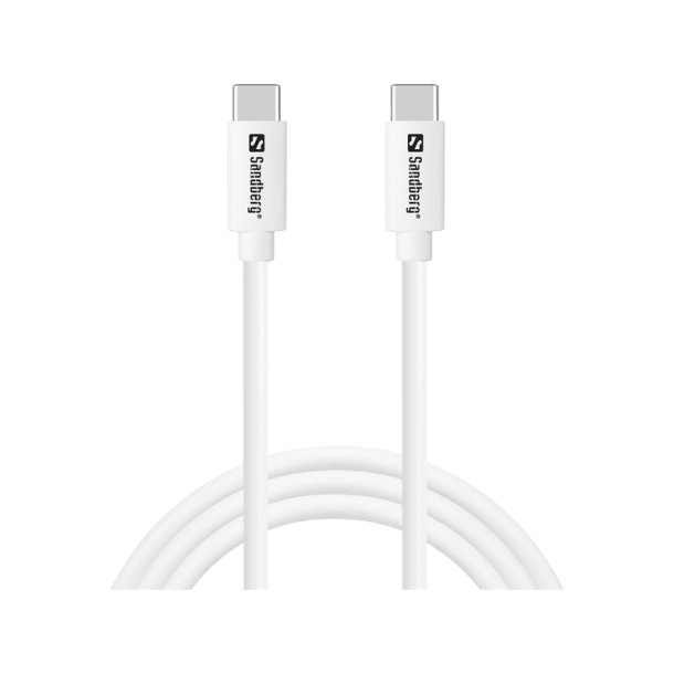 Sandberg USB-C opladerkabel 1 meter, 65W - hvid