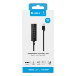Sandberg Headset USB-C Controller med knapper - 1,5 m kabel