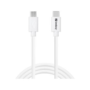 Sandberg USB-C til Micro-USB opladerkabel, 1 meter, hvid