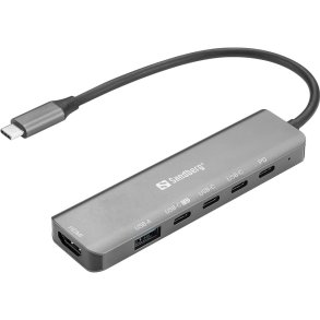 Sandberg USB-C 6-in-1 MediaDock - dock med 100W str�mforsyning