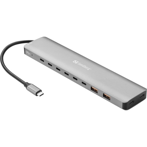 Sandberg USB-C Hub med 8x USB-C og 2x USB-A - 100W str�mforsyning