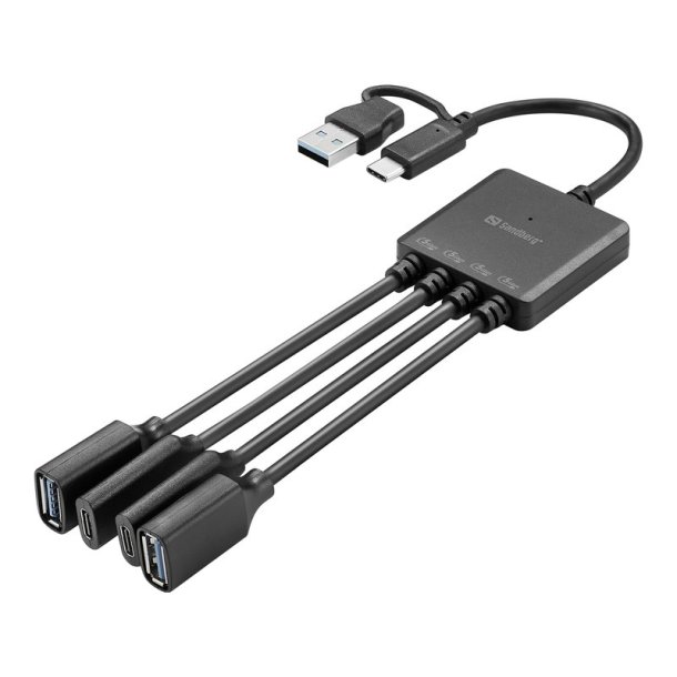 Sandberg USB-C/A til 2A+2C Splitter - udvid dine USB-porte nemt