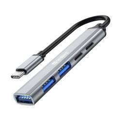 Sandberg USB-C SAVER Hub med 3x USB-A og 2x USB-C porte i aluminium