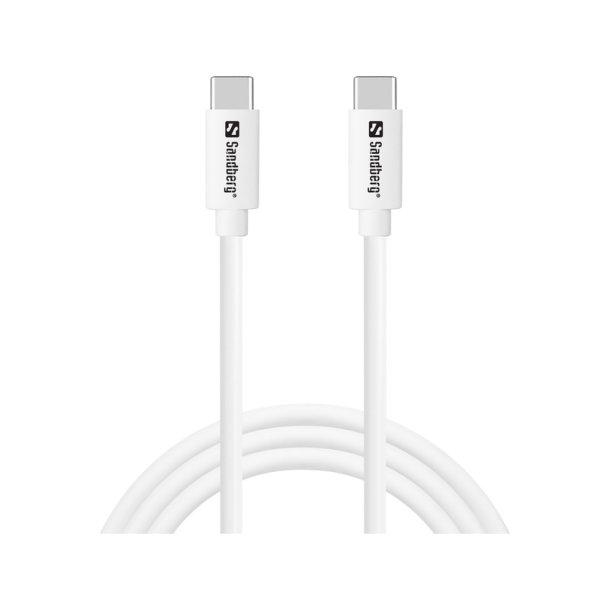 Sandberg USB-C til USB-C opladerkabel 65W - 1 meter i hvid