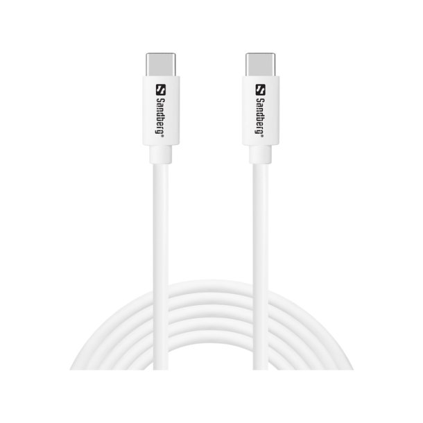 Sandberg USB-C til USB-C Saver-kabel 65W - 2 meter i hvid
