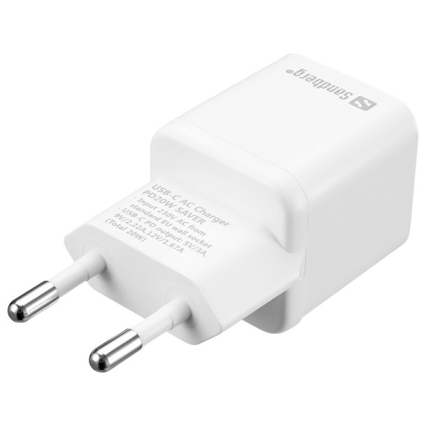 Sandberg USB-C AC Charger PD 20W SAVER - kompakt oplader til daglig brug