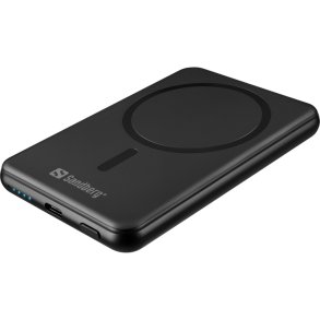 Sandberg SemiSolidState Magnet Powerbank 5000 - kompakt sort powerbank med magnet