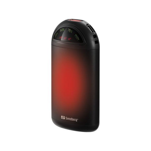 Sandberg - Hand Warmer Powerbank 5000 - Battery operated hand warmer - Black - 55 &deg;C - Battery level, Temperature - 48 m