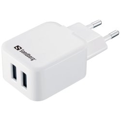 Sandberg AC Charger Dual USB 2A EU - hvid/sort