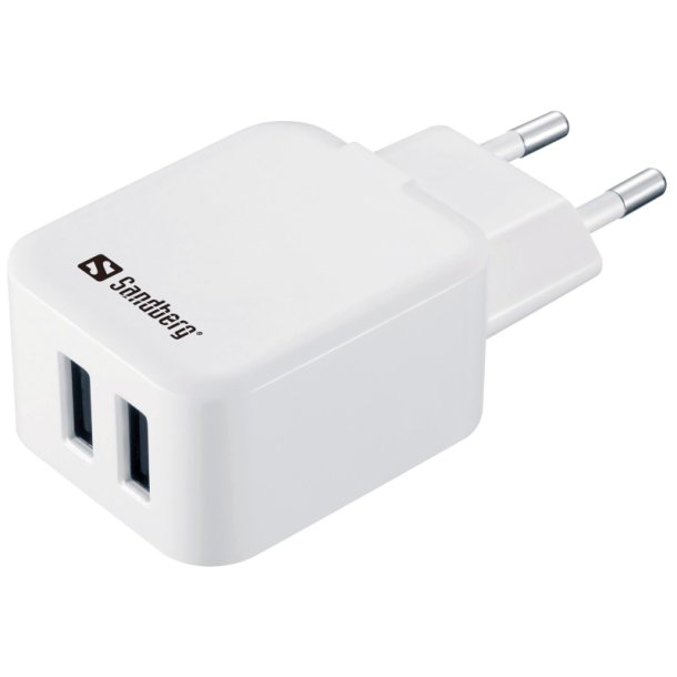 Sandberg AC Charger Dual USB 2A EU - hvid/sort