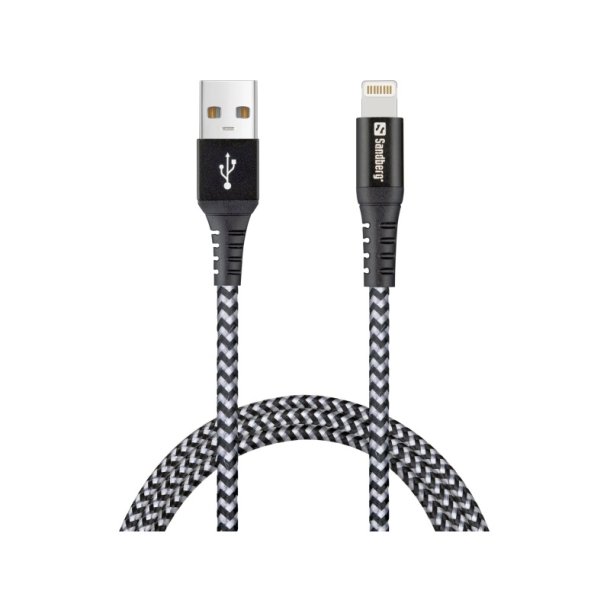 Sandberg USB-A to Lightning SURVIVOR - sort/hvid - 1m