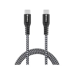 Sandberg Survivor USB-C kabel 1 m 100W - robust flettet kabel i kevlar og nylon