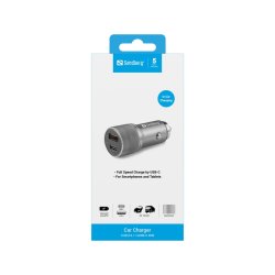 Sandberg biloplader med QC3.0 og USB-C - 48W hurtigoplader til bilen