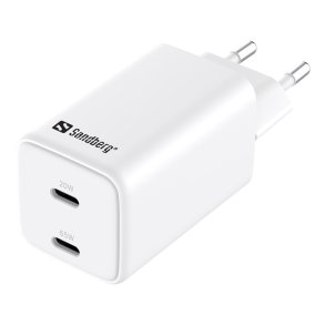 Sandberg AC Charger Dual USB-C PD 65W - oplader med to USB-C porte