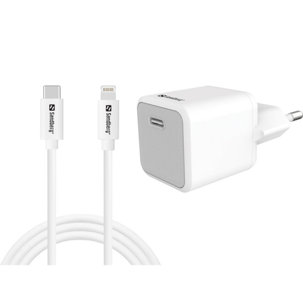Sandberg USB-C AC 20W oplader med Lightning-kabel 1 m