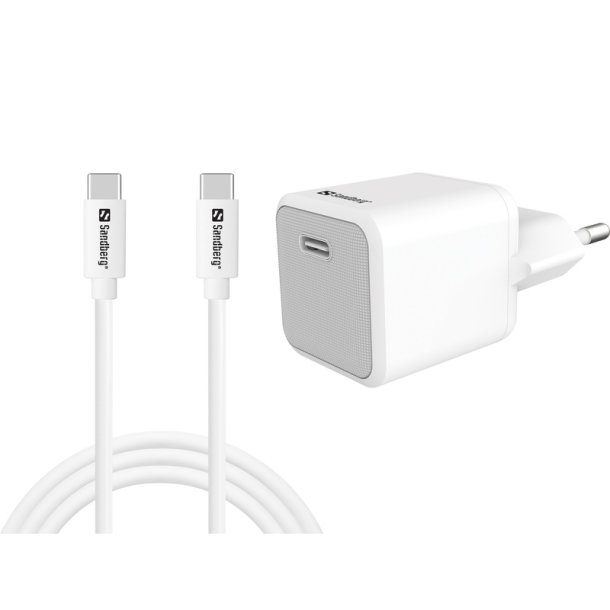 Sandberg USB-C 20W Charger - kompakt oplader med EU-stik og USB-C kabel