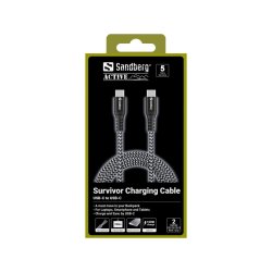 Sandberg Survivor USB-C Kabel 2M 100W - Forst�rket med Kevlar