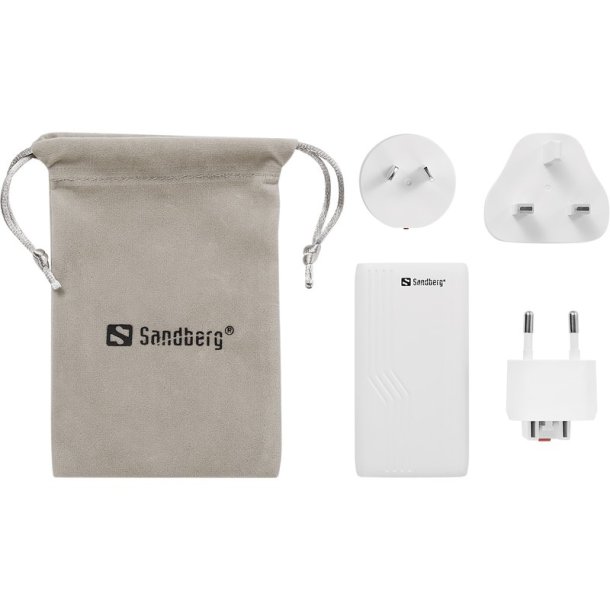 Sandberg 4in1 TravelCharger 65W - universaloplader til rejsen i hvid