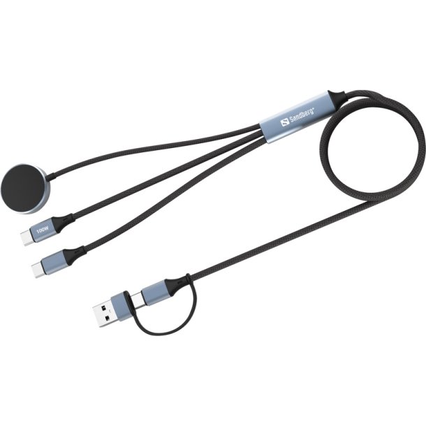 Sandberg 3in1 Travel Charge Cable 100W - USB-A, USB-C og MagSafe i �t kabel