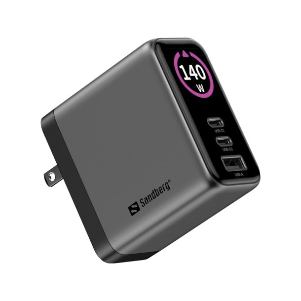 Sandberg Travel Charger PD140W Display - universel rejselader med 140W