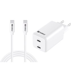 Sandberg AC Charger USB-C PD 65W - hvid oplader med 1,5 m kabel til EU