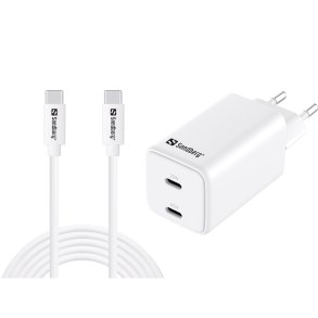 Sandberg AC Charger USB-C PD 65W - hurtiglader med 3m kabel til laptop og mobil