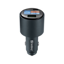 Sandberg - Car Charger 2in1 95W Display - Laptop, Smartphone, Tablet, Universal - Cigar lighter - 1 - Auto - 2 - Over cu