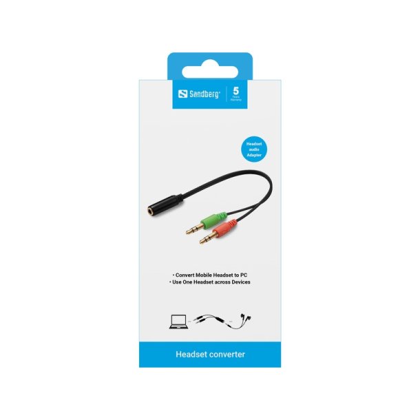 Sandberg Headset Converter Mobile til PC - 3,5mm adapter