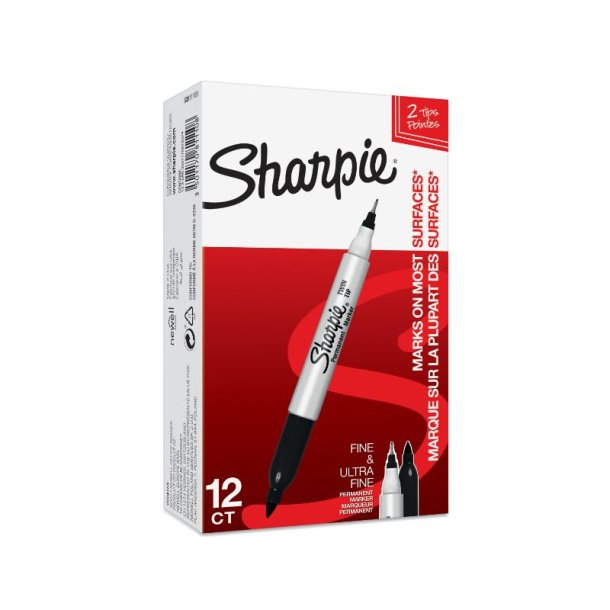 Sharpie Marker - TwinTip - EF/F - sort