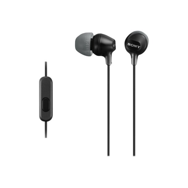 Sony MDR-EX15AP - EX Series - reprop telefoner med mik. - i ret - kabling - 3,5 mm jackstik - sort