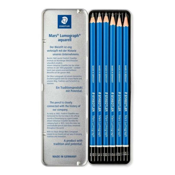 Staedtler Blyant - Mars - Lumograph - Assorteret farver - 6 stk.