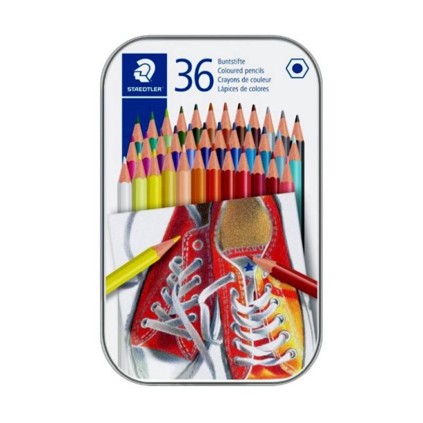 Staedtler Farveblyant - sekskantet - i metalske - assorteret farver - 36 stk.