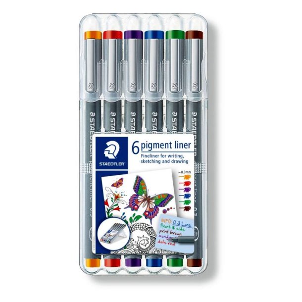 Staedtler Fineliner - pigment - liner - 0,3 mm - assorteret farver - 6 stk.