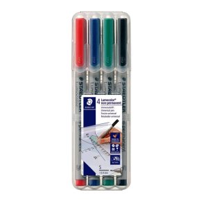 Staedtler Ikke Permanent marker - Lumocolor - 0,4mm - assorteret farver - 4 stk.